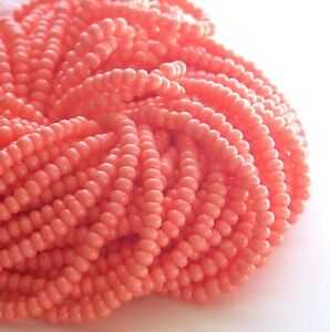 Opaque Coral 6/0 Czech Glass Seed Beads, 4mm Preciosa 3/20", Salmon Pink