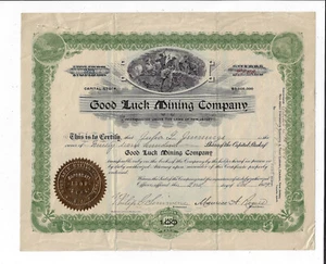 NEW MEXICO 1909 Good Luck Mining Company Stock Certificate - Picture 1 of 2