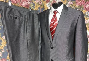 Marc Tulio Italian Pinstripe Suit Silver Gray 44R - Picture 1 of 7