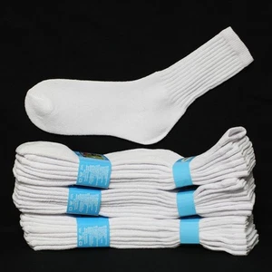 4 & 12 Pairs Kids Boys Girls Crew Ankle Cotton Heavy White Socks Junior Size 6-8 - Picture 1 of 1