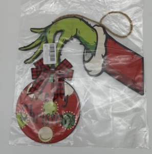 Grinch Merry Christmas Wooden Front Door Welcome Sign Wall Home Decorations - Picture 1 of 2