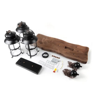 3-Light Farmhouse Loft Rustic Chandelier Wood Pendant Ceiling Light Fixture Lamp - Picture 1 of 12