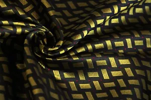 100%silk Fabric Black Gold ornament Silk Fabric 42" width by the Half Yard F148 - Picture 1 of 11