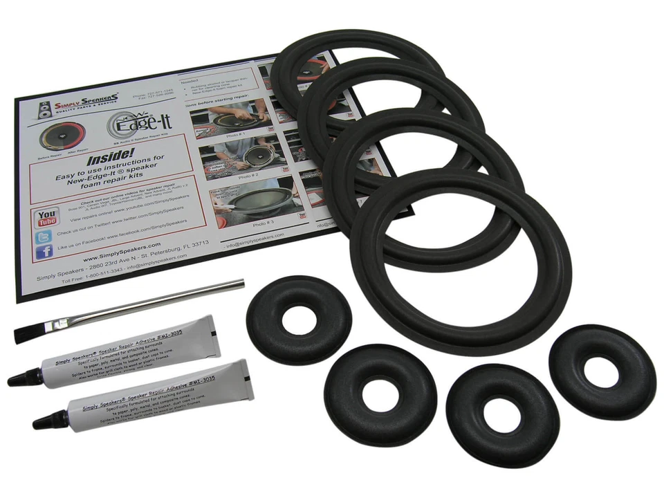 KEF Reference 103/4 Woofer Foam Surround Repair Kit Donut Dust Caps FSK-KEF103C - Image 1 of 4