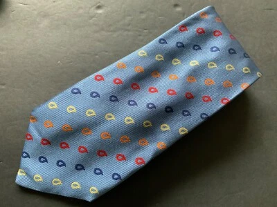 Галстук шелковый NEIMAN MARCUS REPP геометрический микро ПЕЙСЛИ 3,75 дюйма X 57 дюймов сделано в Италии A+ - Изображение 1 из 4