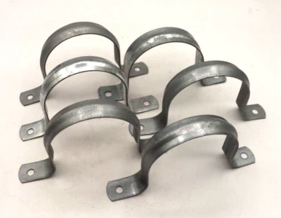 MULTIPLE BRANDS 3 Inch, 2-Hole Rigid Conduit Strap, Lot of 6 Pieces, Steel/Zinc, New