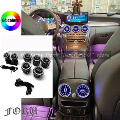 64Colors LED Ambient Lights 7PCS Air Vents Kit For Mercedes Benz C W205 GLC X253 - Image 1 of 4