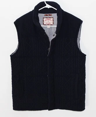 Brooks Brothers Wool Ribbed Knit Insulated Puffer Vest Navy Blue Men's Medium - Image 1 of 4