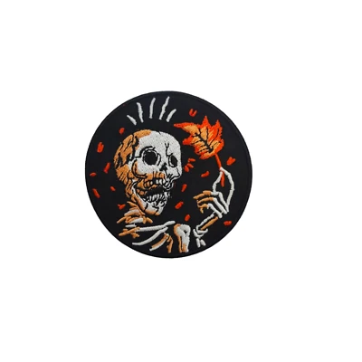 Skull Patch Leaf Autumn Heat Adhesive Clothing Round Iron Skull Patch iron - Image 1 of 2