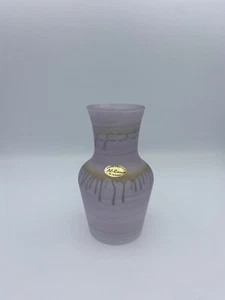 Vintage Al Rama Israeli Hand Painted Purple Satin Finish Drip Art Glass Vase - Picture 1 of 7