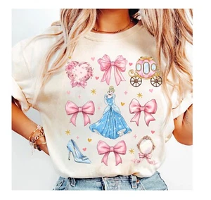 Watercolor Coquette Bows Disney Princess Cinderella Unisex Adult Kid Tee 660165 - Picture 1 of 10