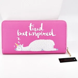 Cartera sin asas Bijorca "Cansada pero inspirada" soñadora cuerno llama rosa - Imagen 1 de 3