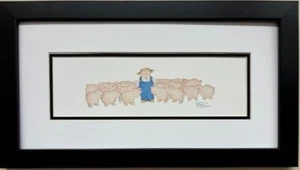 Dianne L. Patterson "In the Pink" New CUSTOM FRAMED Art Pigs Farm Whimsical NEW - Picture 1 of 3
