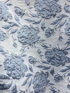 LIGHT BLUE Floral Brocade Fabric (60 in.) Sold By The Yard - Picture 1 of 2