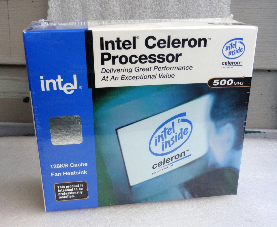 Intel Celeron 500 Mhz Socket 370 CPU Processor BX80524P500128SL3LQ NEW IN BOX - Image 1 of 3