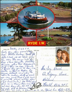 Ryde (Isle of Wight) Ryde Multi-View Card Air Cushion Boat Hovercraft 1986
