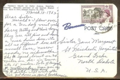 Nice Year of 1962 Bermuda to US Post Card (Used). - Image 1 of 2