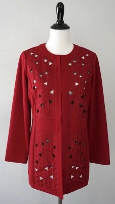 Abrigo Blazer Chaqueta DENNIS BASSO Rojo Manga Larga Triángulo Recortado Talla 4 Foto 1 de 4