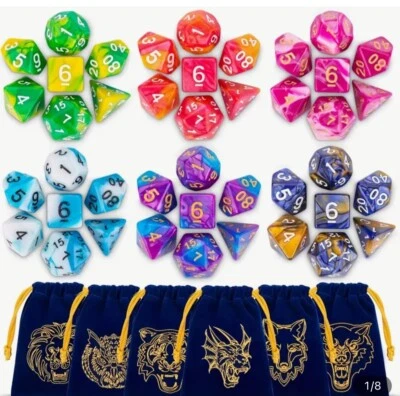 DND Dice Set Polyhedral Acrylic Die 7pcs TTRPG Game Dungeons and Dragons - Image 1 of 3