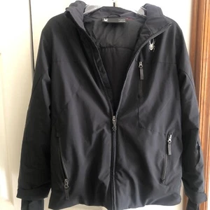SPYDER BLACK WINTER COAT/JACKET HOODED SIZE 16 UNISEX NWOT ❤️ - Picture 1 of 11