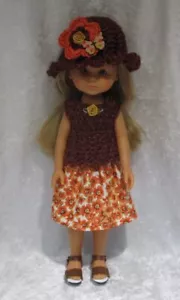 Set vestiti, cappello, top e gonna per bambole fatti a mano LES CHERIES #02 fatti a mano - Foto 1 di 3