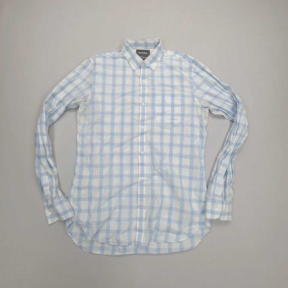 Bonobos Shirt Adult Large Blue White Button Up Slim Long Outdoors Casual Mens - Image 1 of 4