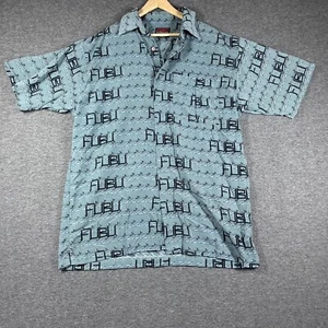 Vintage Fubu AOP Button Up Shirt Mens XL Extra Large Blue Hip Hop - Picture 1 of 8