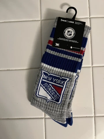 NWT 47 Brand NHL NY Rangers Crew Socks Hockey Size Large Cover