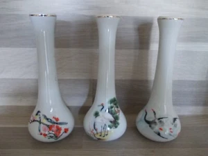 3er Set Porzellan Vase Chinesisch Ikebana Vögel Motiv China EuroArts Craft - Picture 1 of 2
