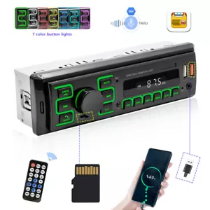 Autoradio singolo 1 din stereo Bluetooth FM lettore MP3 unità principale cruscotto USB/AUX - Foto 1 di 17