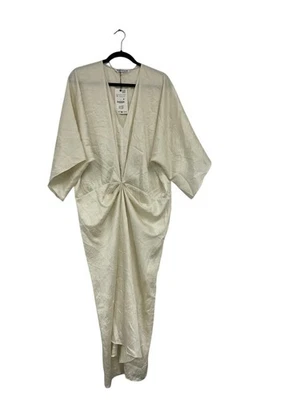 Vestido midi efecto arrugado Zara para mujer caftán XL marfil plisado 8227/214 nuevo con etiquetas Foto 1 de 4