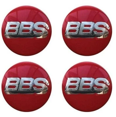 4X 60mm BBS Emblem Silbrig und Rot Aufkleber Für Auto Felgen Radnabenabdeckungen - Bild 1 von 2