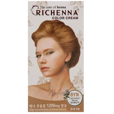 RICHENNA Color Cream Hair Dye With Henna #8YN Light Golden  Korean Cosmetics NEW - Image 1 of 4