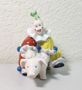 Vintage Ardalt Lenwile Zirkus Clown reitend Schwein Figur Japan Glas Porzellan - Bild 1 von 9