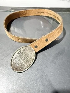 Kids Cowboy Belt 22” Genuine Leather Brown With silver Buckle - Picture 1 of 2