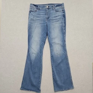 WHBM Jeans The Everyday Soft High-Rise Skinny Svasato Taglia 14L Med Wash Elasticizzato  - Foto 1 di 11