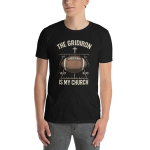 The Gridiron Is My Church Short-Sleeve Unisex Football Graphic T-Shirt - Picture 1 of 19