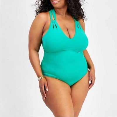 Becca Etc Strappy One Piece swimsuit green verde NWT Retail $158 - 0X - Image 1 of 4
