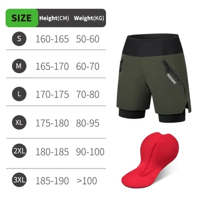 WOSAWE 2-in-1 Padded MTB Shorts Breathable Quick Dry Multi-pocket Cycling Shorts - Image 1 of 4