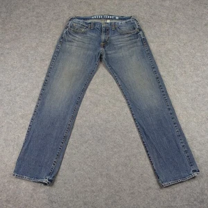 Guess Jeans Mens 34x32 Blue Rebel Straight Leg Distressed Denim Pants Faded - Picture 1 of 24