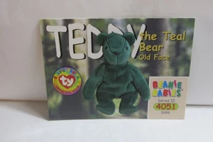 BEANIE BABIES TRADING CARD  SERIES II - Teddy the Teal Bear  #4051 Free Shipping - Picture 1 of 2