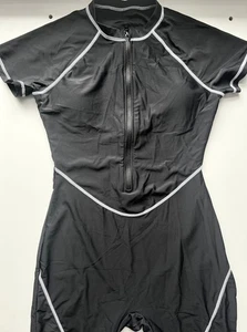 WOMANS MODEST BLACK ONE-PIECE SWIMMING OUTFIT MEDIUM SIZE - Picture 1 of 5