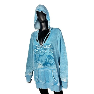 Maurices Black Diamond Blue Hoodie Sweatshirt Drawstring Women's Size 2 - Image 1 of 4