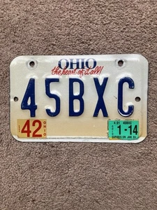 2014 Ohio Motorcycle License Plate - 45BXC - Nice! - Picture 1 of 2