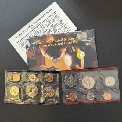 1995 P&D Mint Set Brilliant Uncirculated US with Envelope & COA (10 Coin Set) - Image 1 of 4