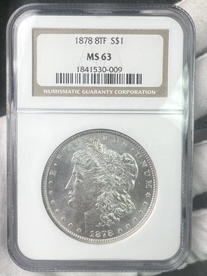 1878 $1 Morgan Dollar NGC MS63 8TF 90% Silver US Coin - Image 1 of 4