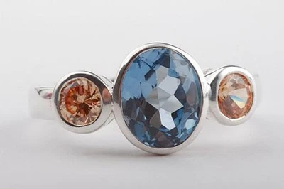 Topas Ring 925 er Sterling Silber Größe 57 Topasring Top! # - Bild 1 von 4