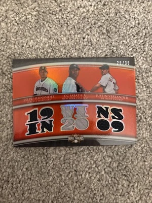 Camiseta Topps Triple Threads Hernandez CC Sabathia Verlander GU 2010 reliquia/36 Foto 1 de 2