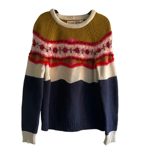 Suéter Field Flower Anthropologie Pull On Mezcla de Lana Azul Marino Camel Rosa Difuso XS - Imagen 1 de 11