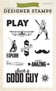 Echo Park - Such A Good Boy- A2 Designer Clear Stamps Man Guy Vintage Sports - Imagen 1 de 1